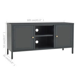 Meuble TV Anthracite 105x35x52 cm Acier et verre