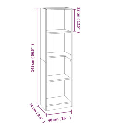 Bibliothèque 4 niveaux Chêne marron 40x24x143cm Bois ingénierie