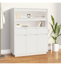 Buffet haut Blanc 89x40x116,5 cm Bois massif de pin