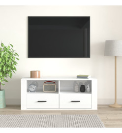 Meuble TV Blanc brillant 100x35x40 cm Bois d'ingénierie