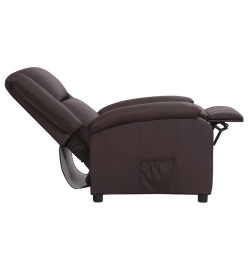 Fauteuil inclinable électrique marron cuir véritable