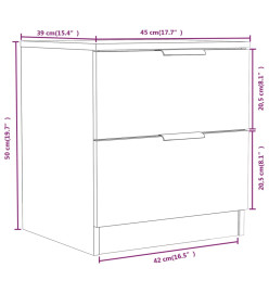 Tables de chevet 2 pcs Noir Bois d'ingénierie