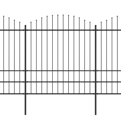 Clôture de jardin à dessus en lance Acier (1,75-2)x6,8 m Noir