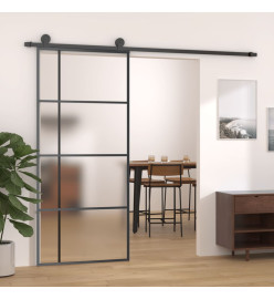 Porte coulissante Verre ESG dépoli et aluminium 90x205 cm Noir