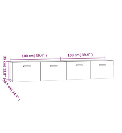 Armoires murales 2 pcs Blanc brillant 100x36,5x35 cm