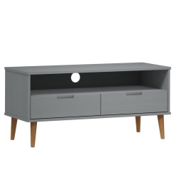 Meuble TV MOLDE Gris 106x40x49 cm Bois de pin massif