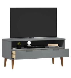 Meuble TV MOLDE Gris 106x40x49 cm Bois de pin massif