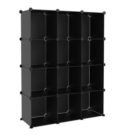 Cubes de rangement 12 pcs Noir PP