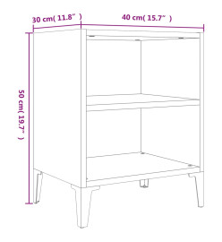 Tables de chevet pieds en métal 2 pcs Chêne marron 40x30x50 cm