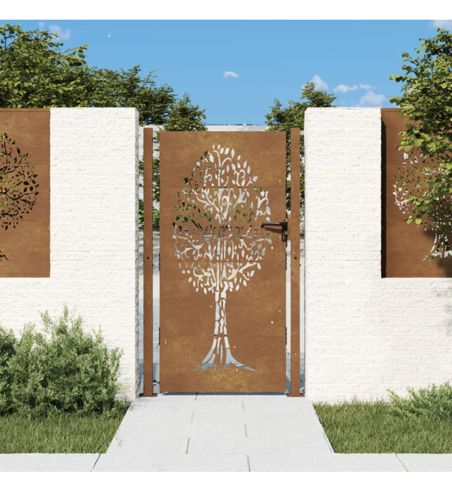 Portail de jardin 105x205 cm acier corten conception de l'arbre