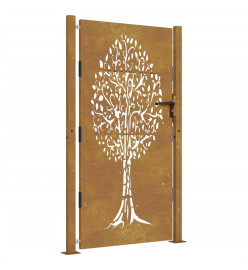 Portail de jardin 105x205 cm acier corten conception de l'arbre