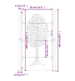 Portail de jardin 105x205 cm acier corten conception de l'arbre