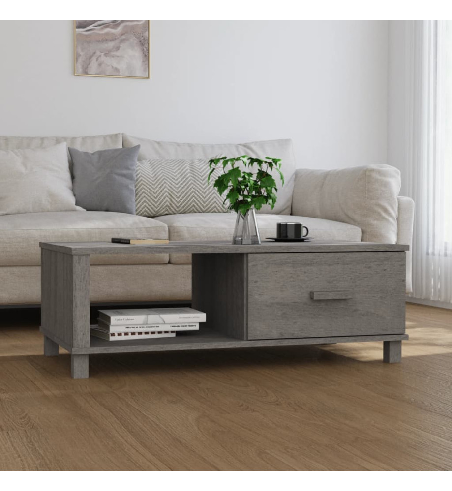 Table basse HAMAR Gris clair 100x55x35 cm Bois massif de pin