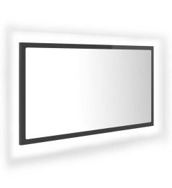 Miroir LED de salle de bain Gris brillant 80x8,5x37cm Acrylique