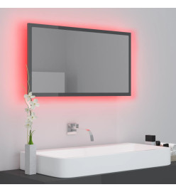 Miroir LED de salle de bain Gris brillant 80x8,5x37cm Acrylique