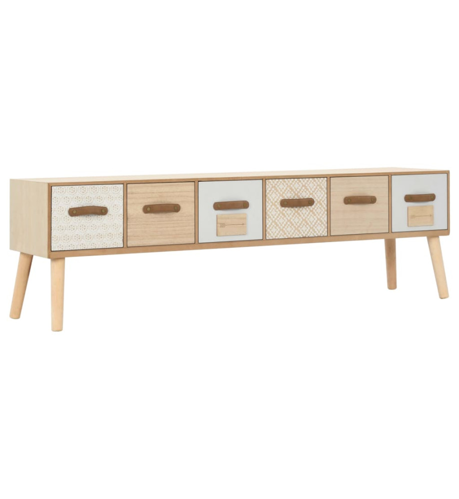 Meuble TV avec 6 tiroirs 130 x 30 x 40 cm Bois de pin massif