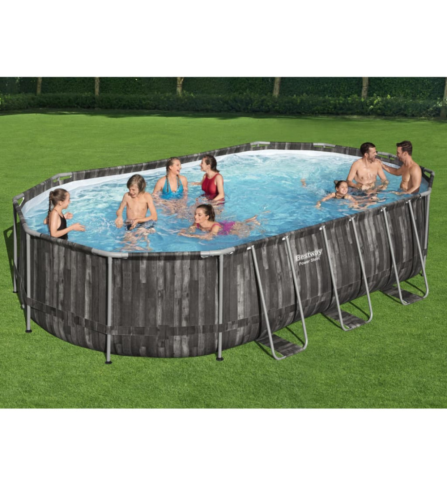 Bestway Ensemble de piscine Power Steel Ovale 488x305x107 cm