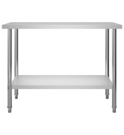 Table de travail de cuisine avec étagère 120x60x120 cm Inox