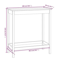 Table de bar 100x50x110 cm bois massif de pin