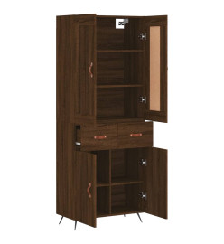 Buffet haut Chêne marron 69,5x34x180 cm Bois d'ingénierie