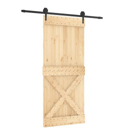 Porte coulissante et kit de quincaillerie 90x210 cm pin massif