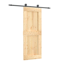 Porte coulissante et kit de quincaillerie 80x210 cm pin massif