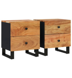 Tables de chevet 2 pcs 40x33x46 cm Bois d'acacia massif