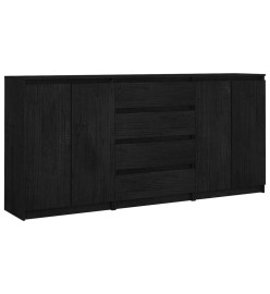 Armoires latérales 3 pcs Noir Bois de pin massif