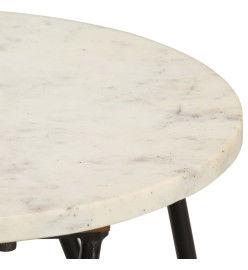 Table basse Blanc 40x40x40 cm Pierre véritable texture marbre