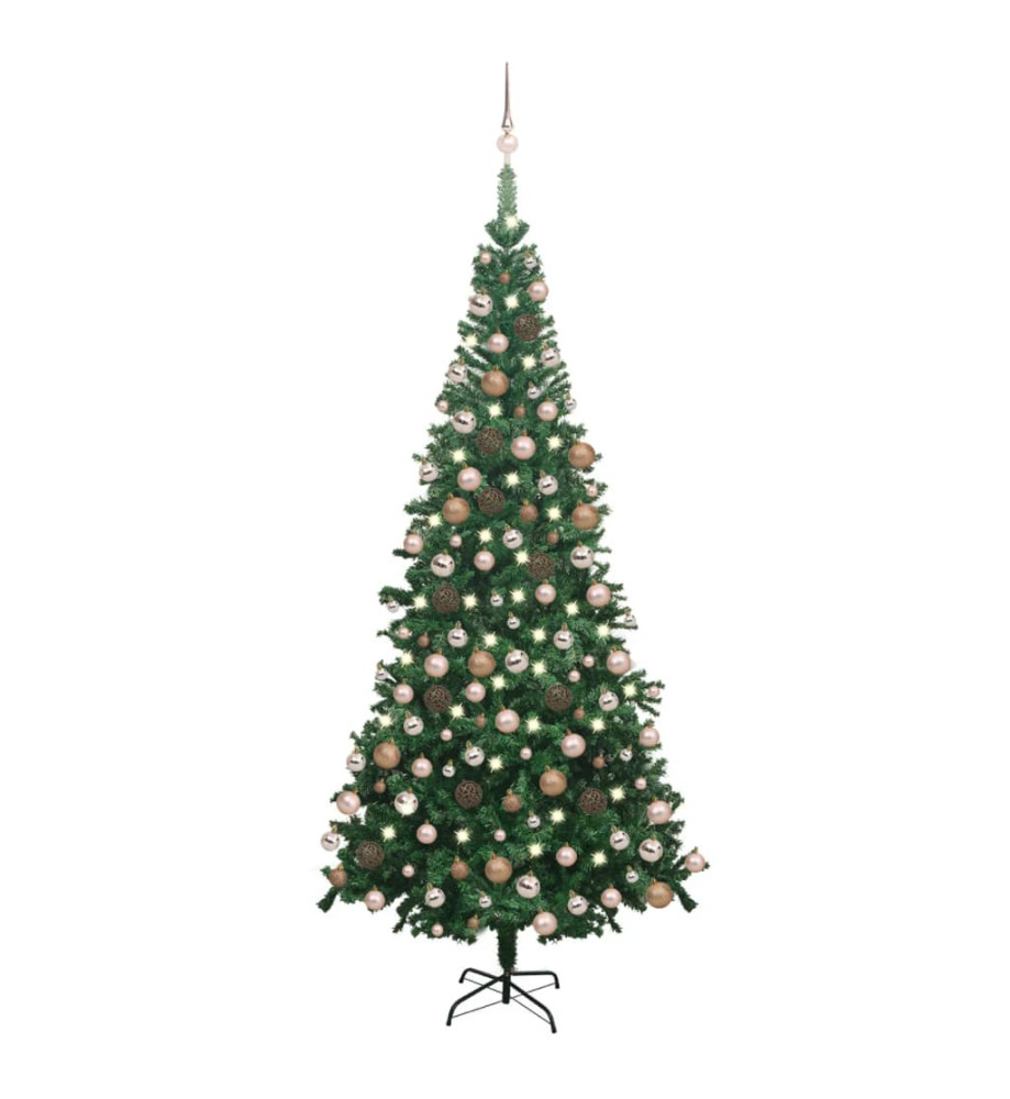 Arbre de Noël artificiel avec LED et boules L 240 cm Vert