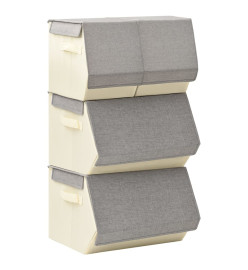 Boîtes de rangement empilables 4 pcs Tissu Gris et crème