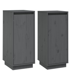 Buffets 2 pcs Gris 31,5x34x75 cm Bois massif de pin