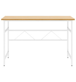 Bureau d'ordinateur Blanc/chêne clair 105x55x72 cm MDF et métal