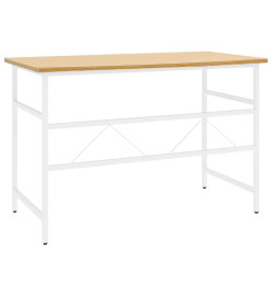 Bureau d'ordinateur Blanc/chêne clair 105x55x72 cm MDF et métal