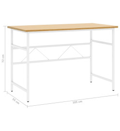 Bureau d'ordinateur Blanc/chêne clair 105x55x72 cm MDF et métal