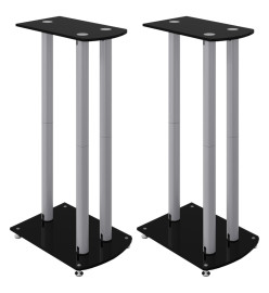 Supports de haut-parleurs 2 pcs noir/argenté 3 piliers