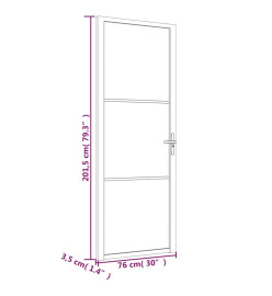 Porte intérieure 76x201,5 cm Noir Verre mat et aluminium