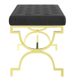 Banc 99 cm Noir Velours et acier inoxydable