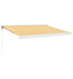 Auvent rétractable jaune et blanc 3,5x2,5 m tissu et aluminium