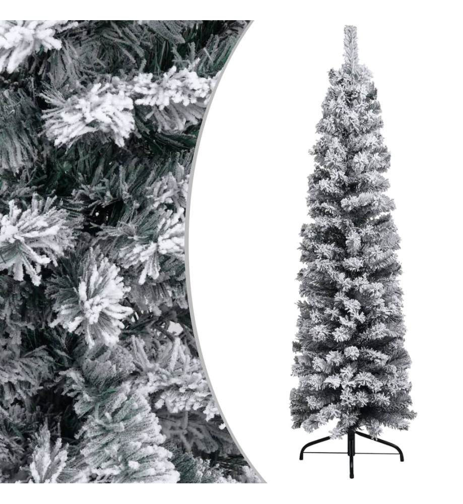 Sapin de Noël artificiel mince flocon de neige vert 120 cm PVC