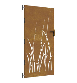 Portail de jardin 85x200 cm acier corten conception d'herbe