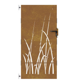 Portail de jardin 85x200 cm acier corten conception d'herbe