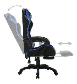 Fauteuil de jeux vidéo avec LED RVB Bleu et noir Similicuir