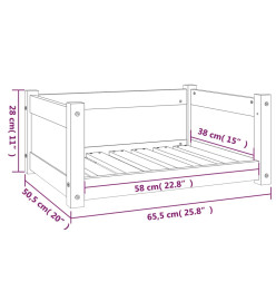 Lit pour chien Gris 65,5x50,5x28 cm Bois de pin solide