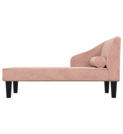 Chaise longue avec traversin rose velours