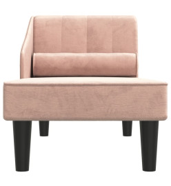 Chaise longue avec traversin rose velours