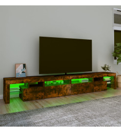 Meuble TV avec lumières LED Chêne fumé 260x36,5x40 cm