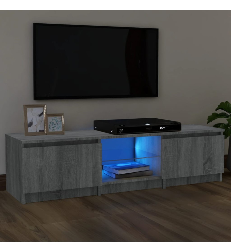 Meuble TV avec lumières LED Sonoma gris 140x40x35,5 cm