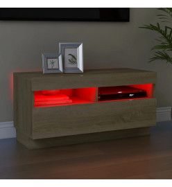 Meuble TV avec lumières LED chêne sonoma 80x35x40 cm