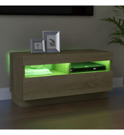 Meuble TV avec lumières LED chêne sonoma 80x35x40 cm